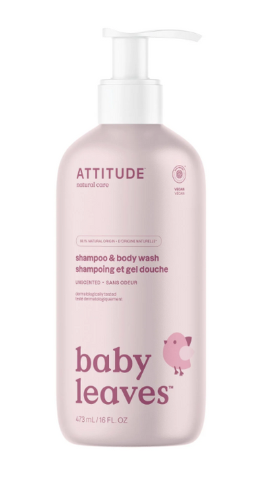Attitude - Baby Leaves 2 in 1 Shampoo - Unscented, 473 mL