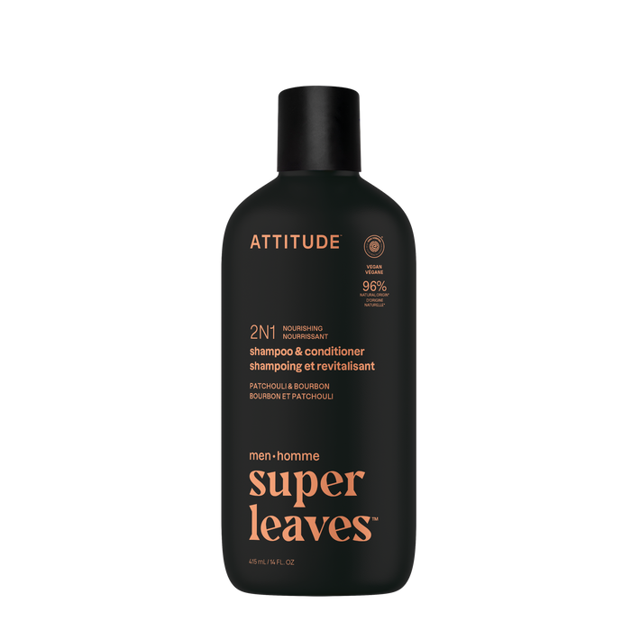 Attitude - 2 in 1 Shampoo & Conditioner - Patchouli & Bourbon, 415 mL
