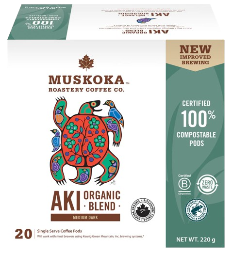 Muskoka Roastery Coffee Co. - Aki Blend - Compostable Pods, 220 g