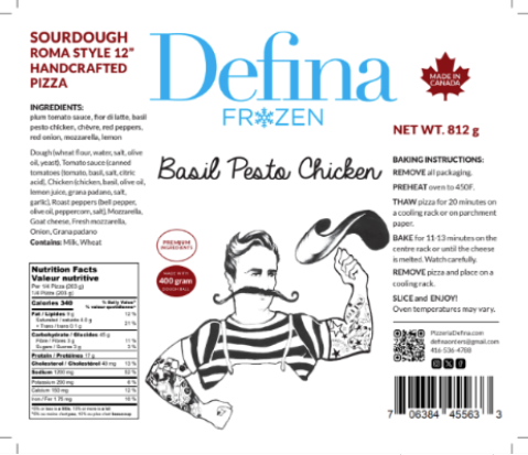 Defina - Basil Pesto Chicken Pizza, 812 g