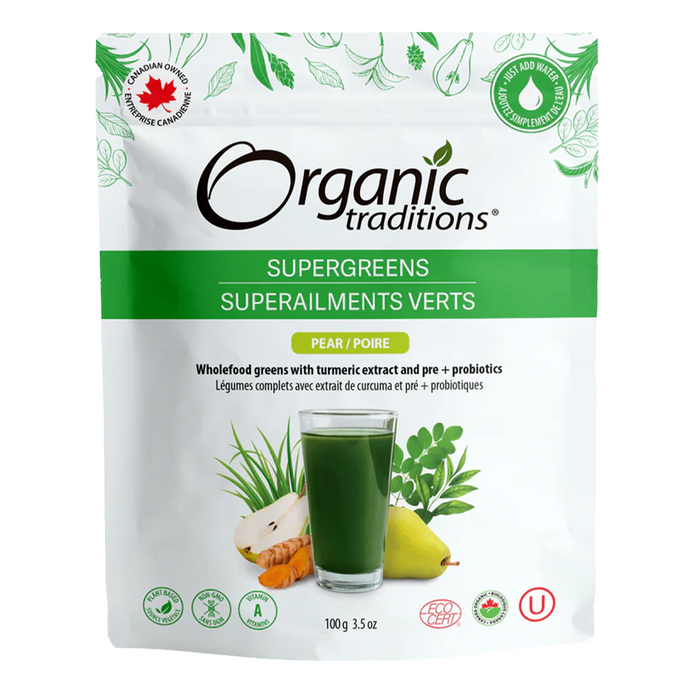 Organic Traditions - Supergreens Pear, 100 g