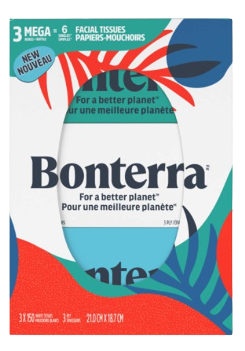 Bonterra - Facial Tissues Mega, 3 Count