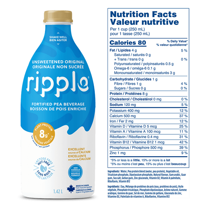 Ripple - Unsweetened Original Plant-Based Milk, 1.42 L