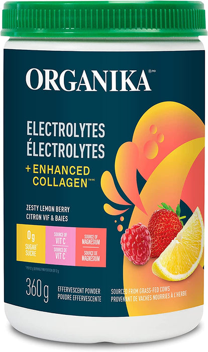 Organika - Electrolytes + Enhanced Collagen, Lemon Berry, 360G
