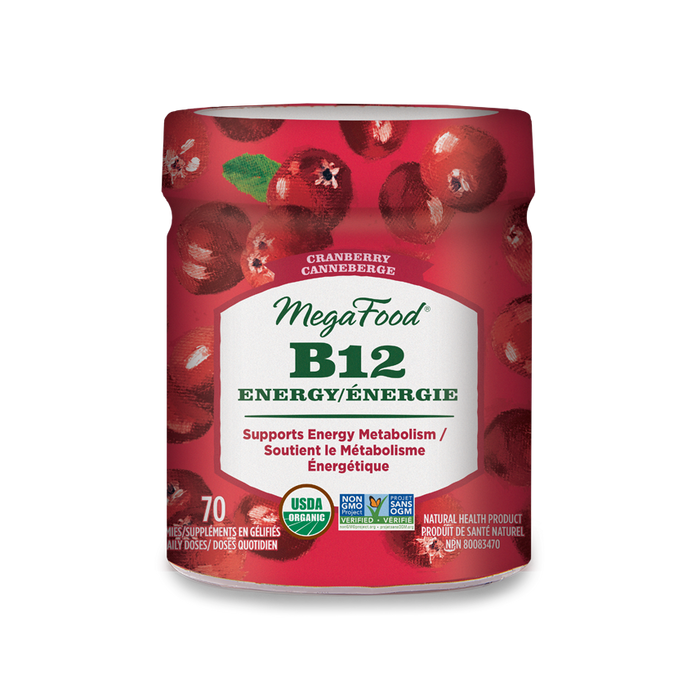 Mega Food -  Vitamin B12 Energy, Cranberry Gummy, 70 count