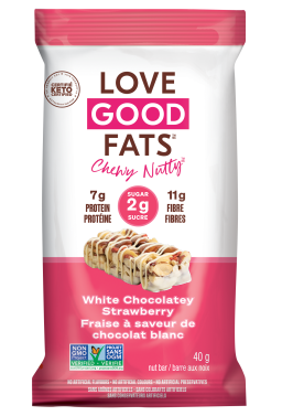 Love Good Fats - Chewy Nutty White Chocolatey Strawberry Bar, 40g