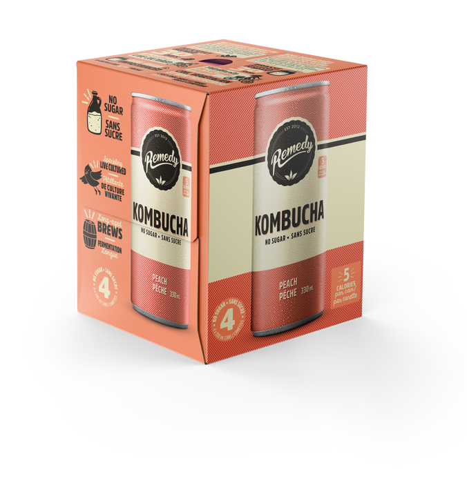 Remedy Drinks - Kombucha, Organic Peach, 4 x 330ml