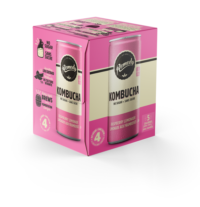 Remedy Drinks - Kombucha, Organic Raspberry Lemonade, 4 x 330ml