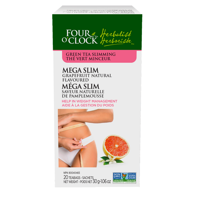 Four O'Clock - Herbal Tea, Mega Slim, Grapefruit, 20 bags