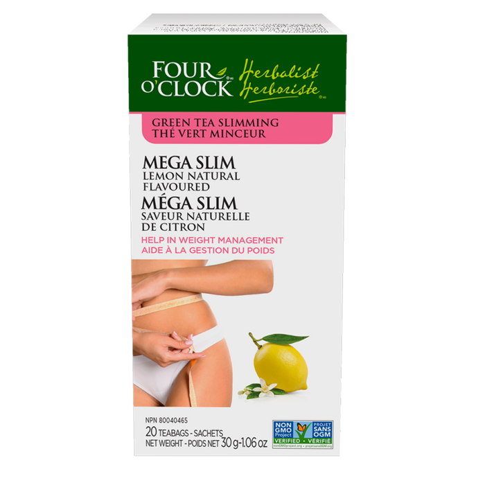 Four O'Clock - Herbal Tea, Mega Slim, Lemon, 20 bags
