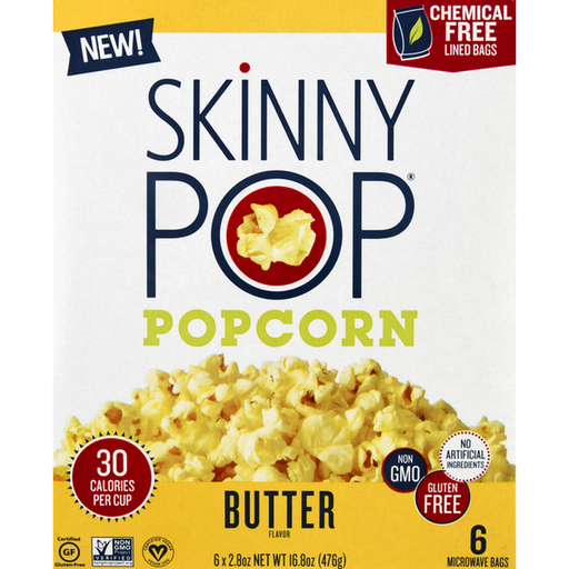 Skinny Pop - Microwave Popcorn, Butter, 6x80g