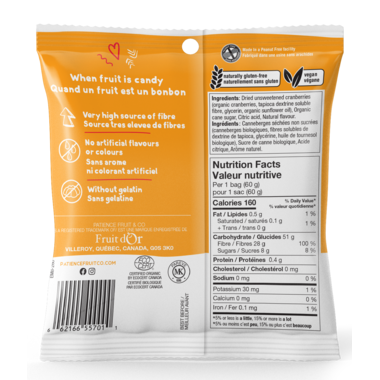 Patience Fruit & Co - Sour Cran Dried Cranberries, Peach 60g