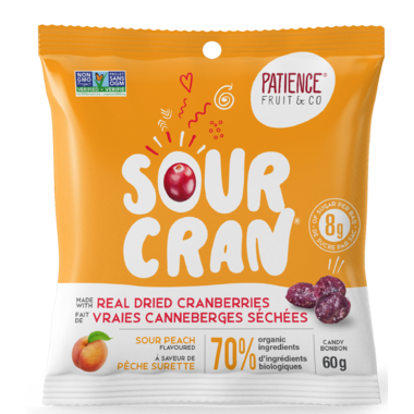 Patience Fruit & Co - Sour Cran Dried Cranberries, Peach 60g