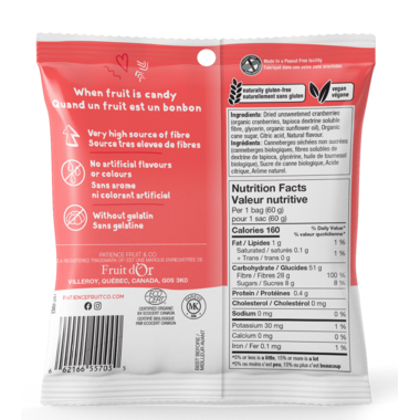 Patience Fruit & Co - Sour Cran Dried Cranberries, Strawberry 60g