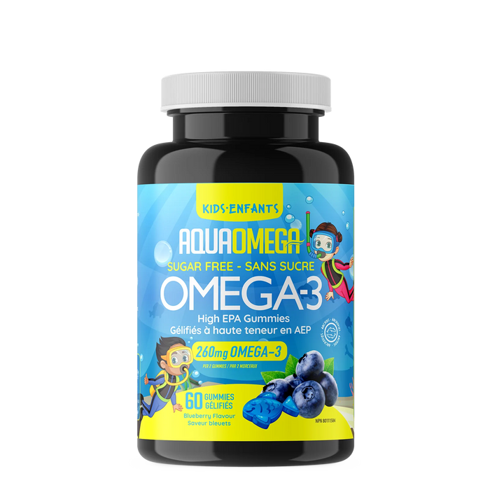 AquaOmega - High EPA Omega-3 Chewables for Kids - Blueberry, 60 Chews