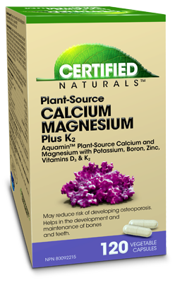 Certified Naturals - Calcium Magnesium K2 Capsules with Aquamin™, 120 Capsules