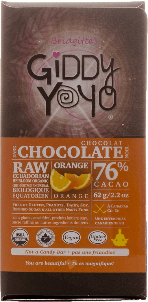 Giddy Yoyo - Orange 76% Chocolate Bar, 62g