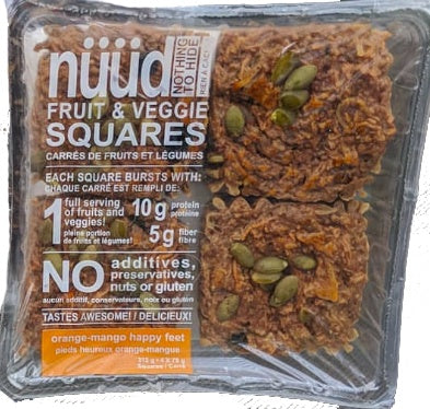 Nuud Foods - Fruit and Veg Squares - Orange-Mango Happy Feet, 78g