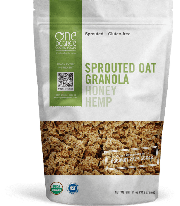 One Degree - Sprouted Oat Honey Hemp Granola, 312g