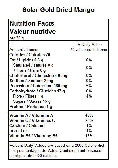 Solar Gold Dried Fruit - Dried Mango - 120g