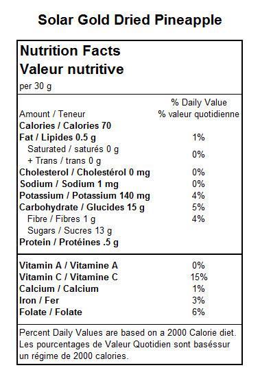 Solar Gold Dried Fruit - Dried Pineapples - 120g