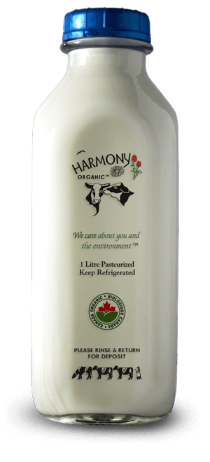 Harmony Organic - Organic 2% Partly Skimmed Milk, 1L Glass Bottle