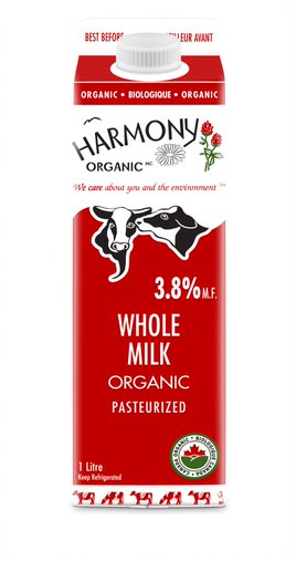 Harmony Organic - 3.8% Whole Milk Organic, 1L