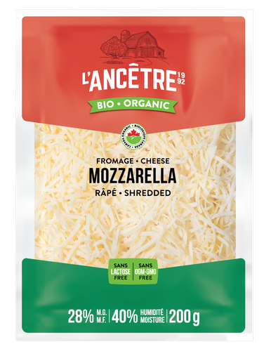 L'Ancetre - Organic Shredded Mozzarella Cheese 28% M.F., 200g