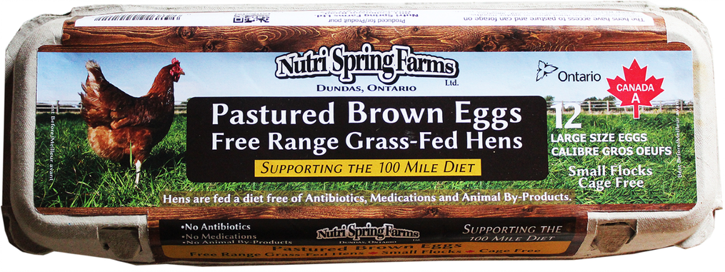 Nutri Spring Farms -Pastured Brown Eggs, Free Range, Grass Fed Hens, 12 Eggs