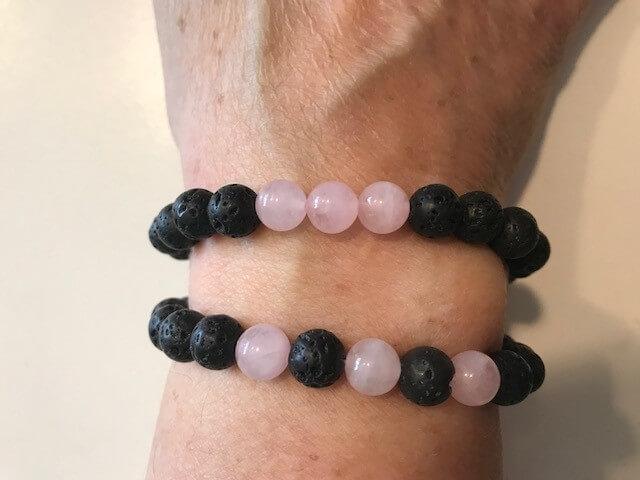 The Nirvana Corporation - Lava Bead Bracelet, Rose Quartz, Small