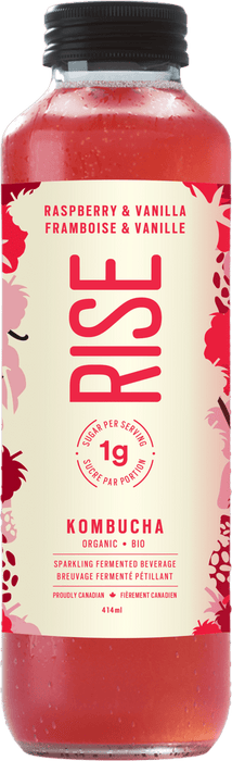 Rise Kombucha - Low Sugar Raspberry & Vanilla, 414ml
