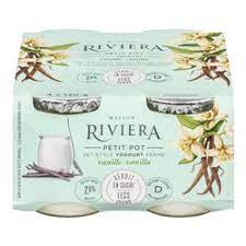 Riviera - Less Sugar Set-Style Vanilla Yogourt Petit Pot, 4x120g