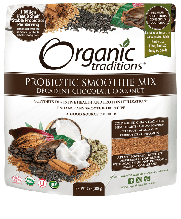 Organic Traditions - Probiotic Smoothie Mix (Decadent Chocolate Coconut), 200g