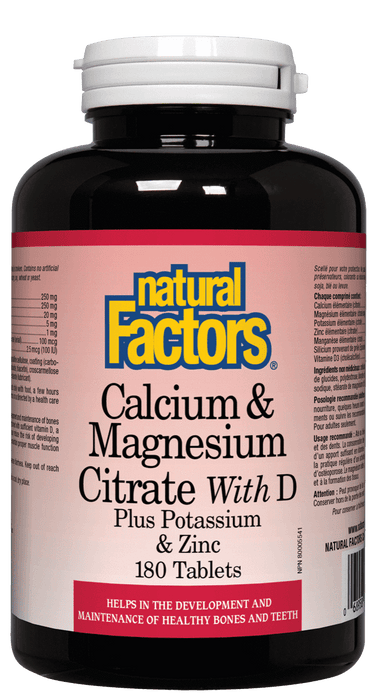 Natural Factors - Cal & Mag Citrate + D, 180 tablets