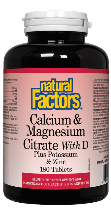 Natural Factors - Cal & Mag Citrate + D, 180 tablets