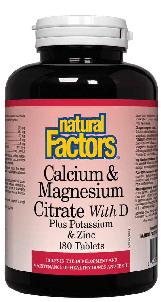 Natural Factors - Cal & Mag Citrate + D, 180 tablets