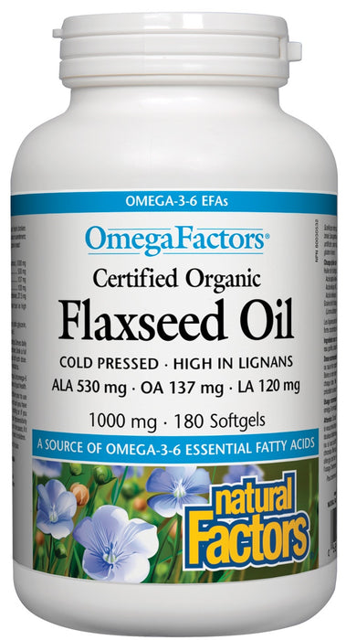 Natural Factors - Flaxseed Oil - 1000mg, 180 softgels