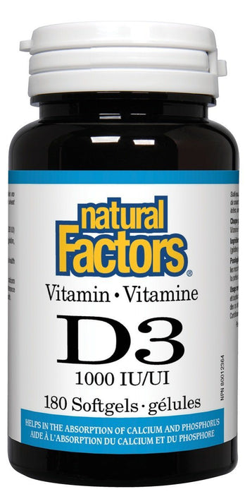 Natural Factors - Vitamin D3 1000IU, 180 tablets
