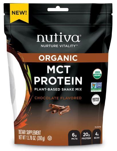 Nutiva - MCT Protein, Plant-Based Shake Mix, Chocolate 390g