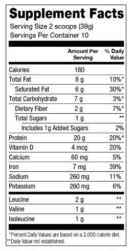 Nutiva - MCT Protein, Plant-Based Shake Mix, Chocolate 390g