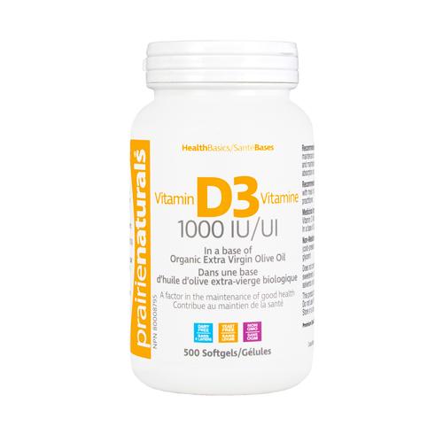 Prairie Naturals - Vitamin D3 1000 IU, 500 SOFTGELS