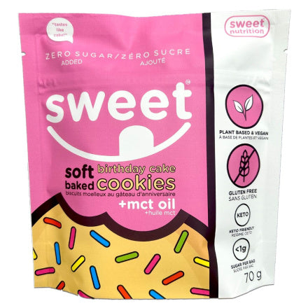 Sweet Nutrition - Soft Baked Birthday Cake Cookies + MCT Oil, 70g