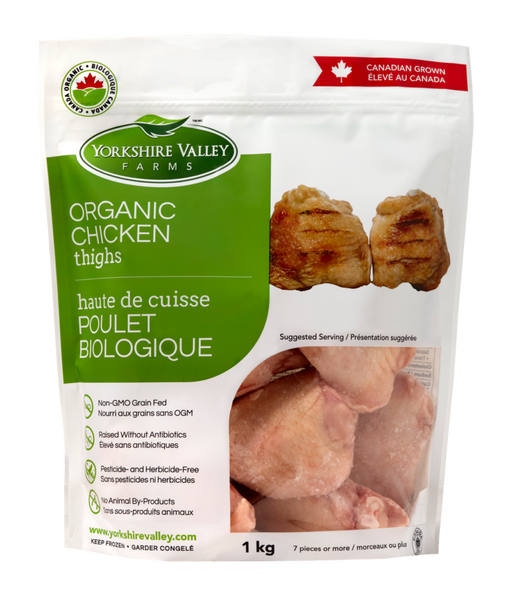 Yorkshire Valley Farms - Organic Frozen Chicken Thighs - Bone In, Skin On, 1kg
