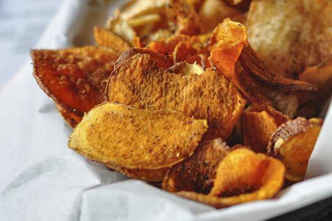 Healthy Baked Sweet Potato Chips with Coconut Oil