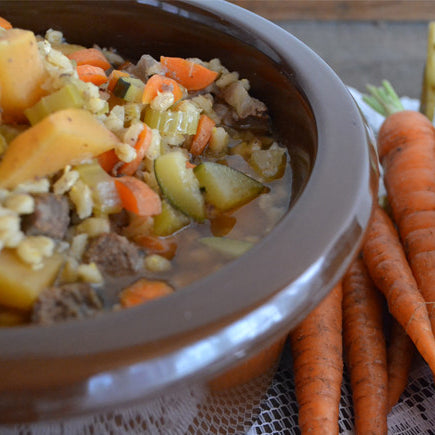 Hearty Beef & Barley Soup with Cracked Pepper