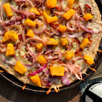 Roasted Butternut Squash, Bacon & Red Onion Pizza