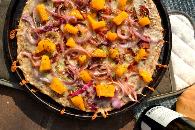 Roasted Butternut Squash, Bacon & Red Onion Pizza