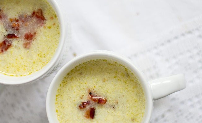 Cauliflower, Potato & Bacon Soup with Parmesan