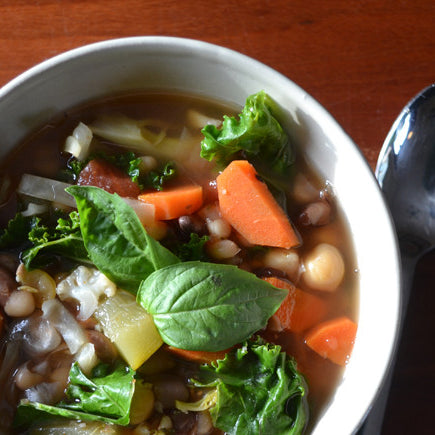 Chunky Bean & Veggie Soup with Thyme, Oregano & Basil