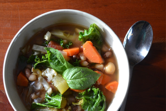 Chunky Bean & Veggie Soup with Thyme, Oregano & Basil